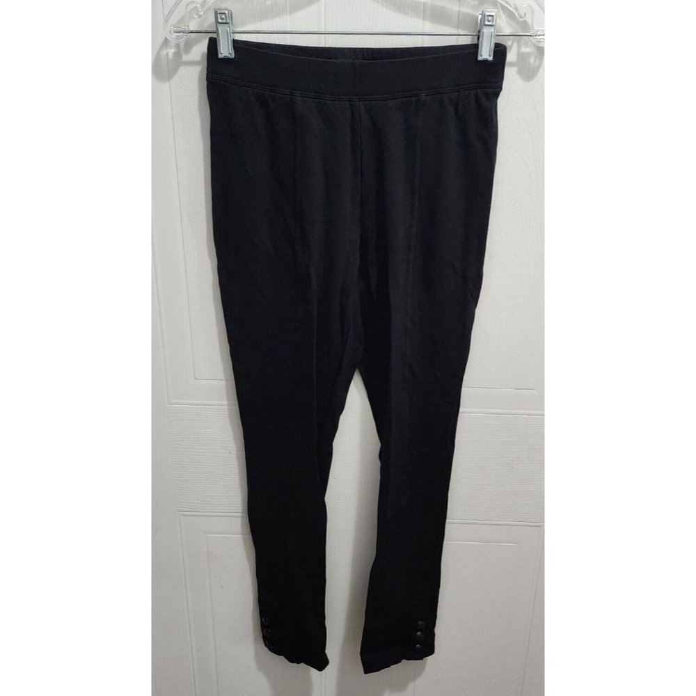 Talbots Women's Skinny Ankle Ponte Pull On Legging Pants Button Accent Black XS